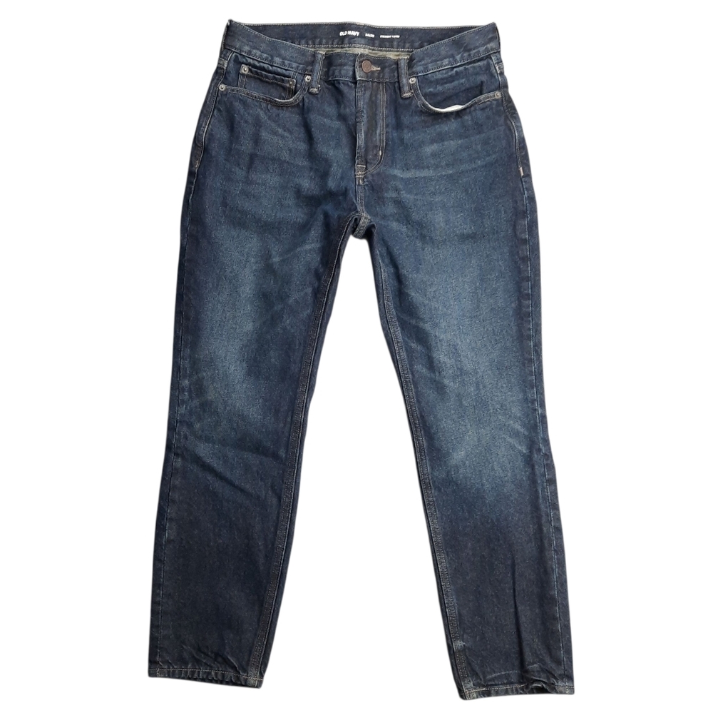 Old Navy Straight Taper 100% Cotton Dark Blue Jeans SZ 34x29